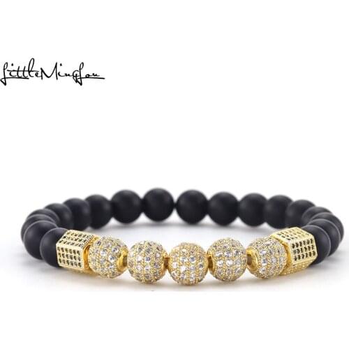 Luxury zircon bracelets men set Paving Cubic zirconia ball Charms stone beads men Bracelets & Bangles for men Jewelry best gift