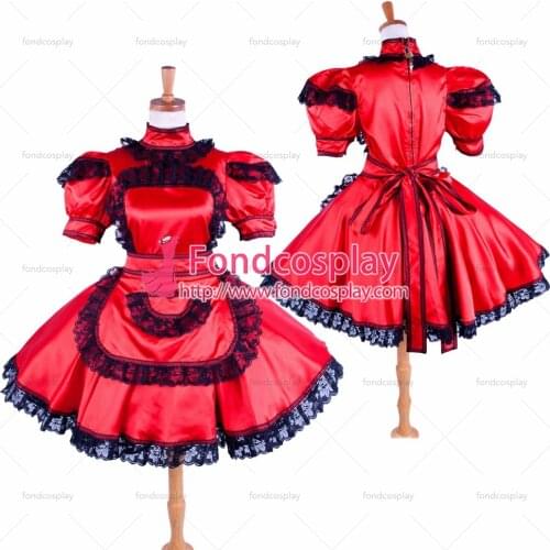 Lockable Sissy maid Satin dress Uniform costume Tailor-made[G1592]