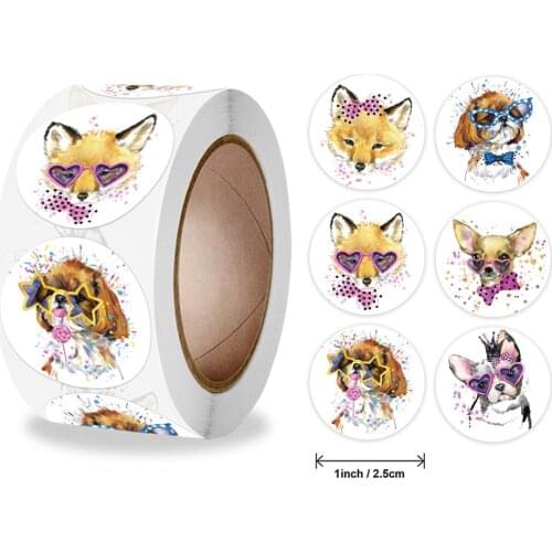 50-500pcs cartoon Animals Stickers for kids classic toys sticker school teacher reward sticker 6 designs pattern Dog CAT