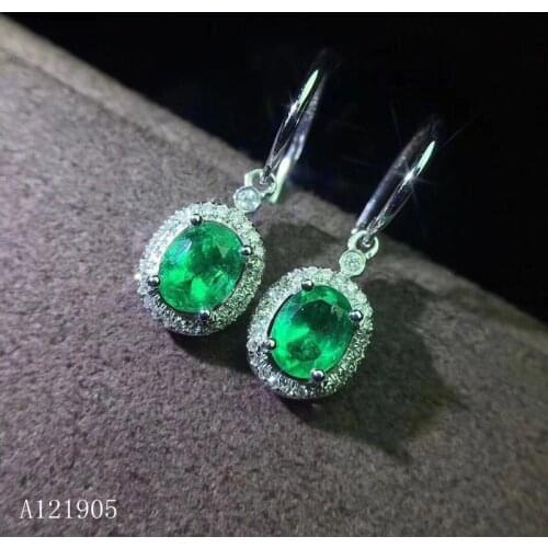KJJEAXCMY boutique jewelry 925 sterling silver inlaid natural emerald gem ladies luxury earrings support detection
