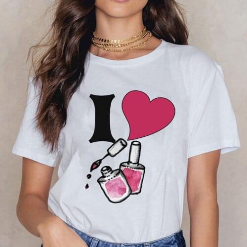 Colorful Nail Polish Print Women T Shirt Summer Tee Shirt Femme Tumblr Tshirt Casual Female Clothes I Love Nail Polish Tops Goth