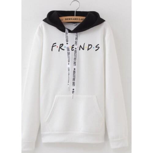 Autumn and winter friends letter patchwork hooded sweatshirt women