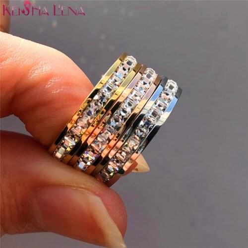 Female Crystal CZ Stone Ring Vintage Stainless Steel Women Wedding Rings Fashion Promise Yellow Gold Engagement Ring кольца