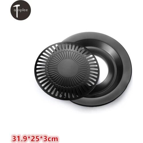 1PCS Non-stick Smokeless Barbecue Pan BBQ Grill Pan 31.9x25x3cm For Electric Gas Propane Stoves Barbeque Plate Cooking Pan