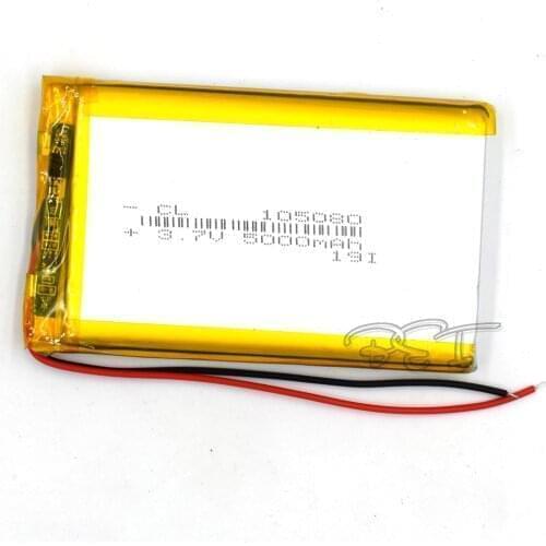 3.7V 5000mah Li-po Li Ion Rechargeable Battery 105080 Lithium Polymer Cells for Mp3 MP4 MP5 GPS PSP Mobile Bluetooth Speakder