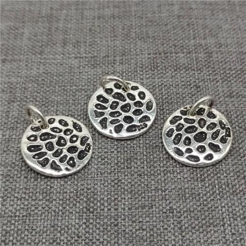 4 Pieces 925 Sterling Silver Round Disc Charms 11.5mm for Bracelet Necklace11