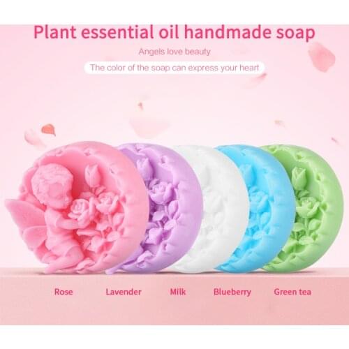 5 Colors Angel Shape Carved Soap Flower Extract Essential Oil Soap Moisturizing Nourishing Handmade Soap Gift Dropshipping TSLM1