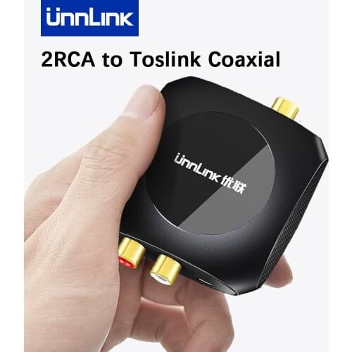 Unnlink 96KHz Analog to Digital Audio Converter 2RCA to SPDIF Optical Toslink Coaxial Speaker Subwoofer Amplifier to TV Phone