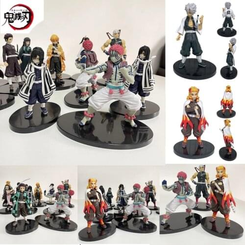 Anime Doll Demon Slayer Kimetsu no Yaiba figure Tanjirou Kanroji Mitsuri Action Figure Zenitsu Nezuko Uzui Tengen PVC Model Toys
