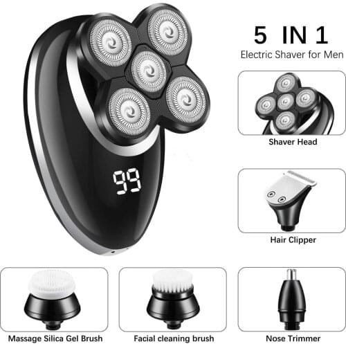 Cordless Rechargeable Electric Razor Bald Head Shaver Wet Dry Rotary Shaver
