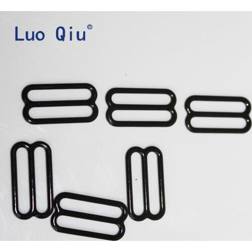 Luo Qiu (200 pcs/lot) black 8 Bra underwear Metal&plastic buckle Brassiere clasp nylon coated metal bra adjustable buckles 20mm