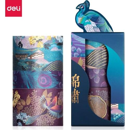 Deli Adhesive Tape Retro DIY Tape 3pcs /Pack Summer Palace Series Hand Account Tape For Kids Children Sticker Diary Decoration