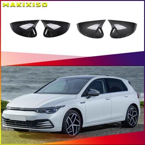 For Volkswagen Golf MK8 VIII 8 Side Mirror Covers Caps (Carbon Look) 2020 2021 2022 for VW Glossy black wing rearview
