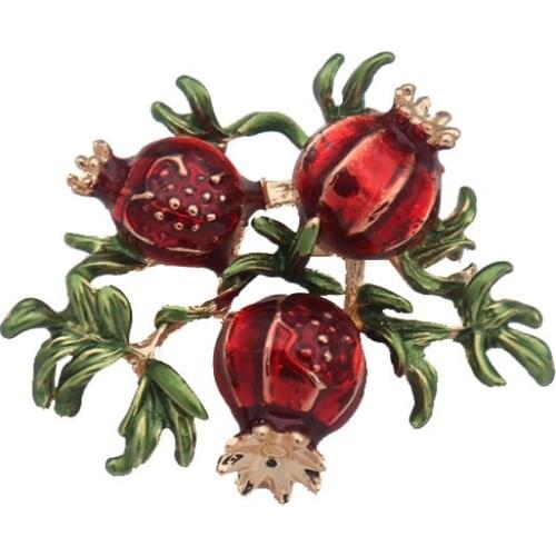 HOSENG Pomegranate Fruit Plant Enamel Corsage Retro Anti-Glare Clothing Accessories Gift Brooch HS_362