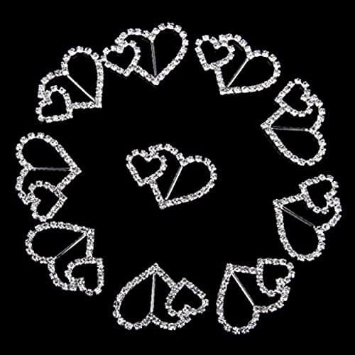 38mm 1 1/2" Diamante Double Heart Crystal Buckles / Ribbon Sliders perfect for wedding invitations