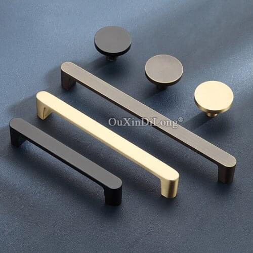 1PCS Modern Black/Brown/Brass Cabinet Door Handles Wardrobe Cabinet Drawer Knobs Copper Round Furniture Pulls GF511
