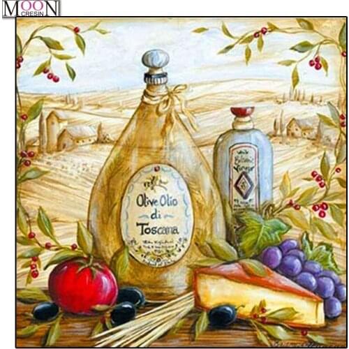 MOONCRESIN DIY Diamond Embroidery Country Grape Fine Wine Painting Cross Stitch Full Square Drill Rhinestone Mosaic Decoration