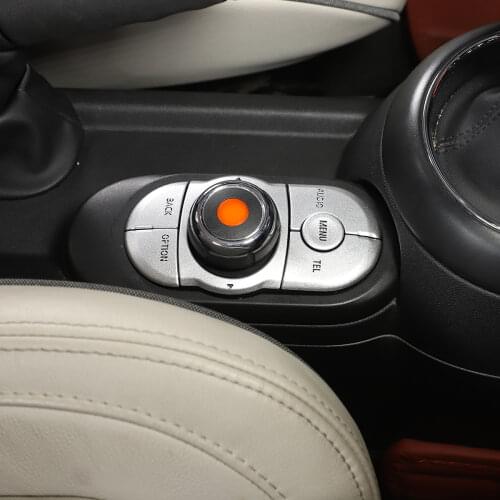 For Mini 2014-2017 Car styling Aluminum alloy Silver Car Multimedia Button Stickers Decorative Stickers Car Accessories