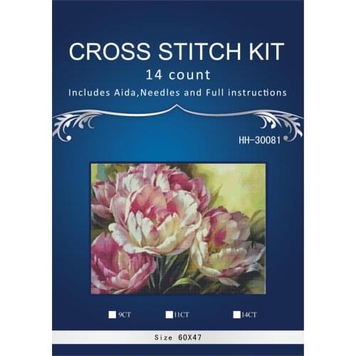 Pink flower full bloom,Counted Cross Stitch 14CT Cross Stitch Sets Wholesale cartoon Cross-stitch Kits Embroidery