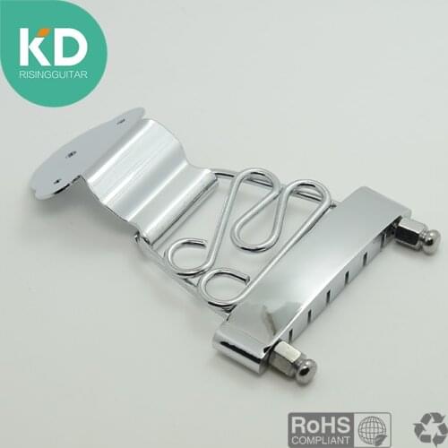 A Set Trapeze Short 6 String Archtop Tailpiece Bridge for Hollow Semi Hollow Guitar with Wired Frame