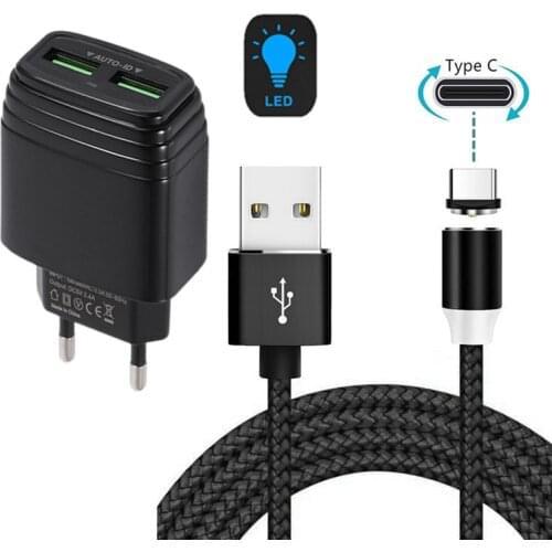 USB Wall Charger For Samsung A32 A30S A5 2017 A71 Nokia 3.4 Xiaomi 10T Note 10 lite Redmi 9 8 Phone Magnetic Charge Type C Cable