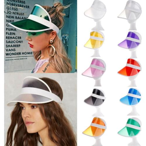 2020 New Summer PVC Hat Sun Visor Holiday Beach Caps Party Casual Hat Clear Plastic Adult Sunscreen Cap Sunshade