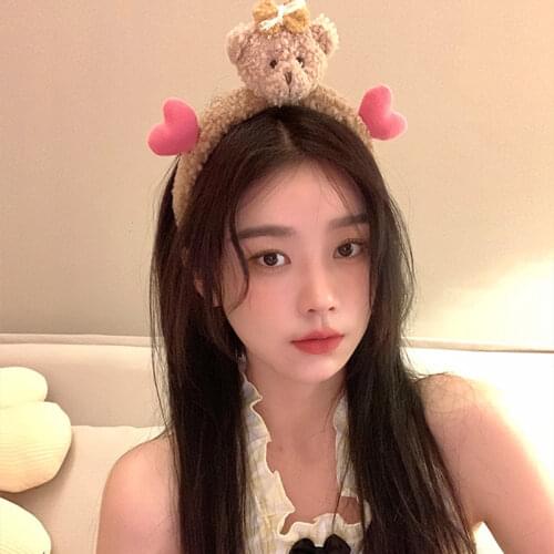 Korean Fine Cute Plush Bear Woman Hair Hoop Headwear Girl Sweet Lovely Hair Band Wash Face Hairbands Fashion Hair Accessories