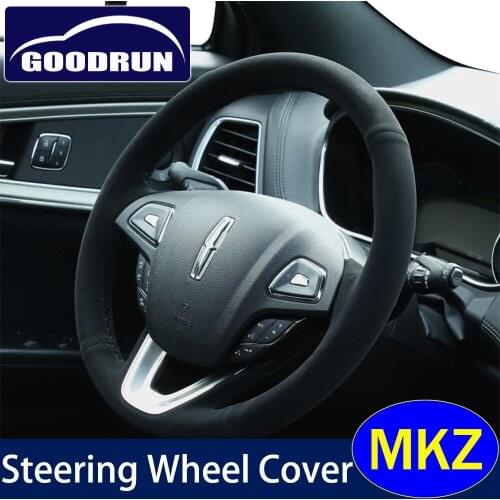 For Lincoln MKZ Braid Car Steering Wheel Covers Needles Thread Artificial Leather Decoration Soft Auto Interiors Accessories