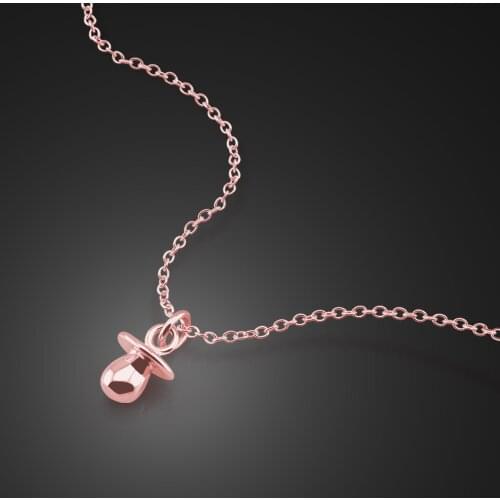 Wholesale 100% 925 Sterling Silver woman Chocker Personality Pacifier Pendant Rose Gold Necklace Girl Fashion Jewelry Gift