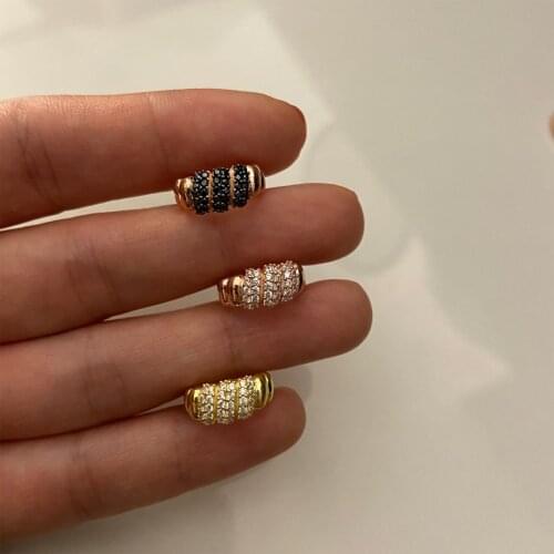 Punk Style AAA Zircon Ear Cuff Bohemia Wide Band C Shaped Zircon Rhinestone Small Earcuff Clip Earring For Women Wedding Jewelry