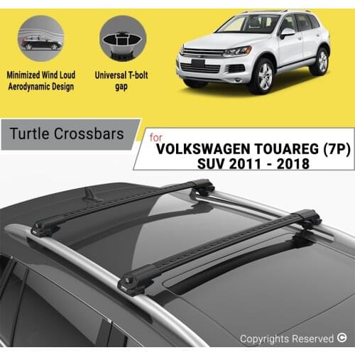 TURTLE CROSS BARS SET OF 2 FOR VOLKSWAGEN TOUAREG (7P) 2011-2018 ALUMINUM ALLOY CAR ROOF RACK LUGGAGE CARRIER BARS