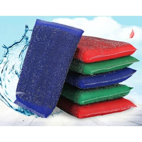 Practical Stainless Steel Wire Sponge Scouring Cloth Kitchen Decontamination Clean Bowl/dish/pot Brush Household Cleaning Tool