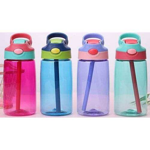 Multi-color 400ML Sports Water Bottle Patchwork Kids Teens Straw Water Bottles Bpa Free