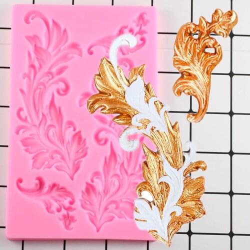 Baroque Scroll Relief Fondant Cake Decorating Tools Cake Border Silicone Molds Cupcake Chocolate Gumpaste Candy Clay Mould