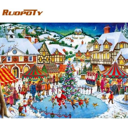 RUOPOTY DIY Full Drill Square Embroidery Mosaic Art Diamond Embroidery Christmas Diamond Painting 5D Scenery Picture Room Decora