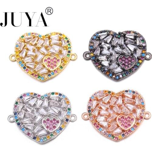 Connectors Charms Accessories To Make Earrings Bracelets for women Necklaces Fittings Copper CZ Rhinestone Rose Flower Pendants