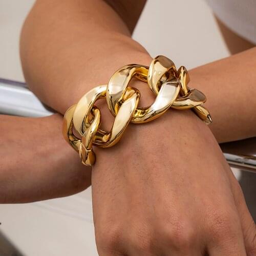 SHIXIN Hip Hop Exaggerated Thick Link Chains Bracelet for Women CCB Material Big Wide Bracelets Fashion 2021 Hand Chains Jewelry