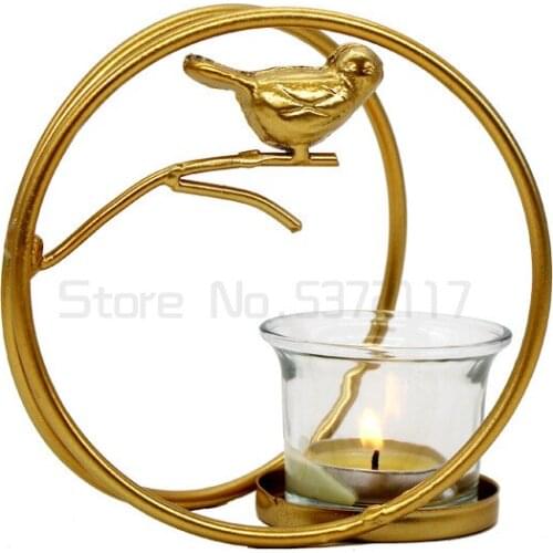 Nordic golden birdcage Candlestick circular simple home decoration iron wind lamp decoration creative home decoration