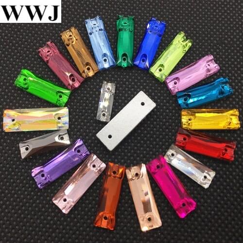 Link 1 All Size&Colors 5x15mm,6x18mm,7x21mm,8x24mm,9x27mm Cosmic Baguette Sewing Glass Crystal Stone With 2 holes