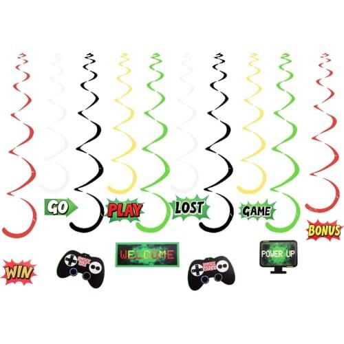 Video Game Party Theme Hanging Swirl Decorations DIY Spiral Ornaments for Kids Children Birthday Party Decorations Supplies