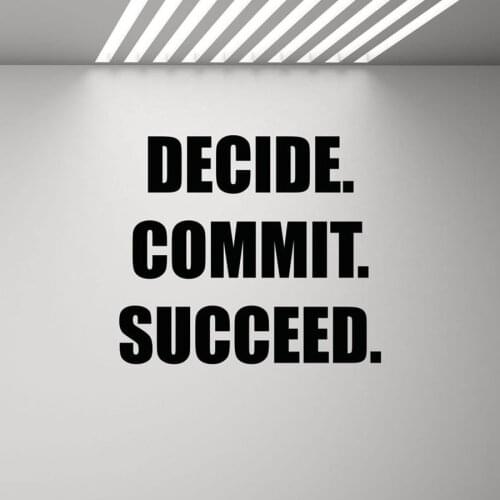 Decide Commit Succeed Wall Decal Sign Gym Quote Poster Fitness Mural Vinyl Sticker Inspirational Decor Home Office Wall C164