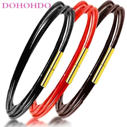 3pc/lots 40-60cm Men Women Leather Necklace Cord Wax Rope Chain With Stainless Steel Clasp Leather Cord For DIY Necklace Jewelry