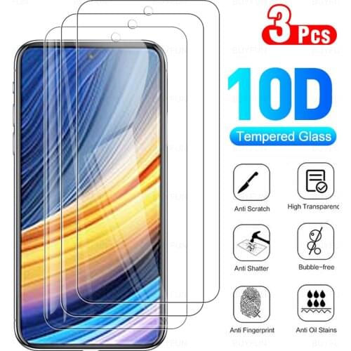 3PCS Full Protective Glass For Xiaomi Poco X3 Pro Phone Tempered Glass Full Cover Protector Film For Poxo PokoF3 F 3 X3Pro X3Nfc