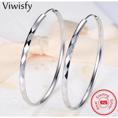 Viwisfy Big Real 925 Sterling Silver Earrings For Women 2021 Birthday Present Hoop VW21210