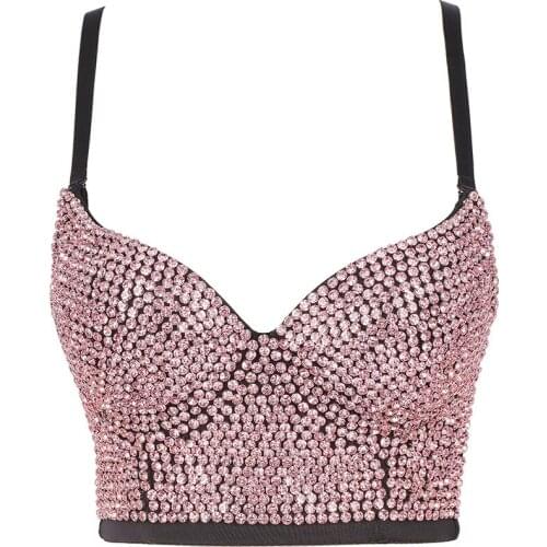 Womens Tube Top Glitter Rhinestones Summer Womens Corset V Neck Shiny Crystals Night Clube Party Wear Women crop top Bra Top