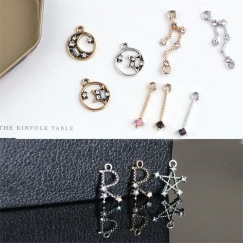 10pcs Korea Round Star Moon Constellation Vintage Drop Earrings For Women Material Bracelet Pendant Diy Ear Jewelry Accessories