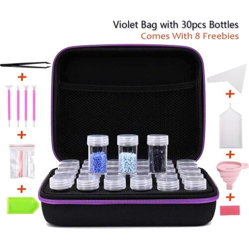 30 Bottles 5D Diamond Painting Storage Box Mosaic Carry Case Embroidery Accessories Plastic Container Bag Hand Handmade Tools