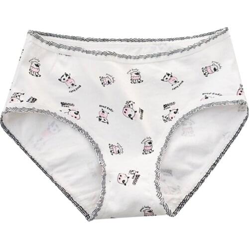 5pcs/set Milk Cow Cartoon Print Panties Cotton Large Size Girls Briefs Breathable Low Waist Panty For Women Hot Sale Y1