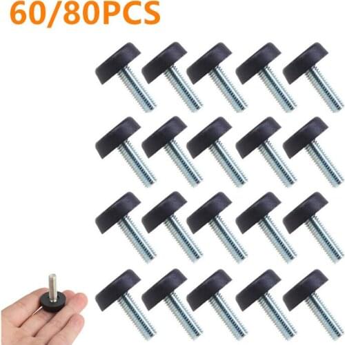 60/80PCS Adjustable Furniture Leg Levelers Table Chair Sofa Cabinet Mats Feet Glide Slide Leveler Base Screw-in M8 Bolt on Pad
