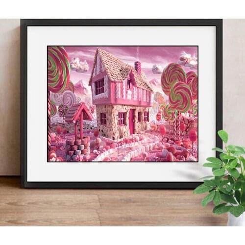 Diamond Embroidery Landscape Pink Castle Diamond Painting DIY Full Square Cross Stitch Display Rhinestones Decor Home